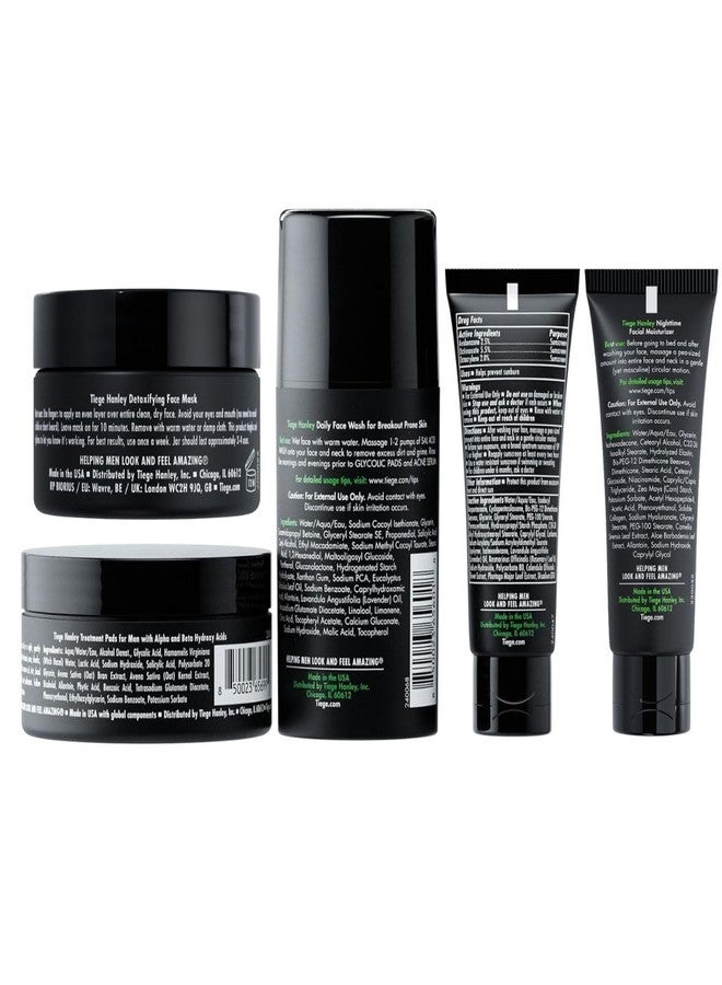 Tiege Hanley Skin Care Set for Men, Advanced Routine for Oily & Combination Skin, Level 2 System, Salicylic Acid Face Wash, Glycolic Pads, Two Moisturizers & Clay Mask, Men’s Skin Care, 5 Piece Kit - Image 2